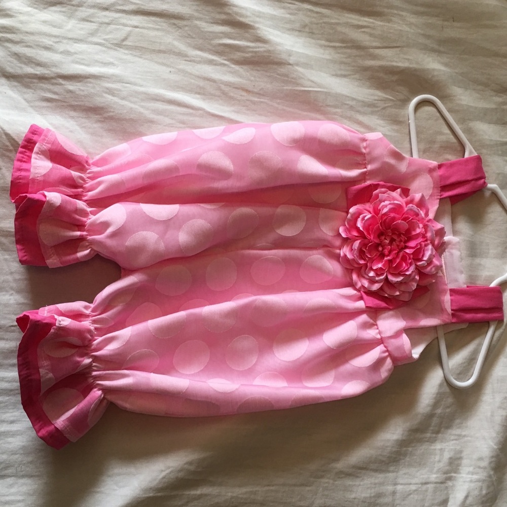 Baby Girl Purrfect Pink Flower Bubble Romper